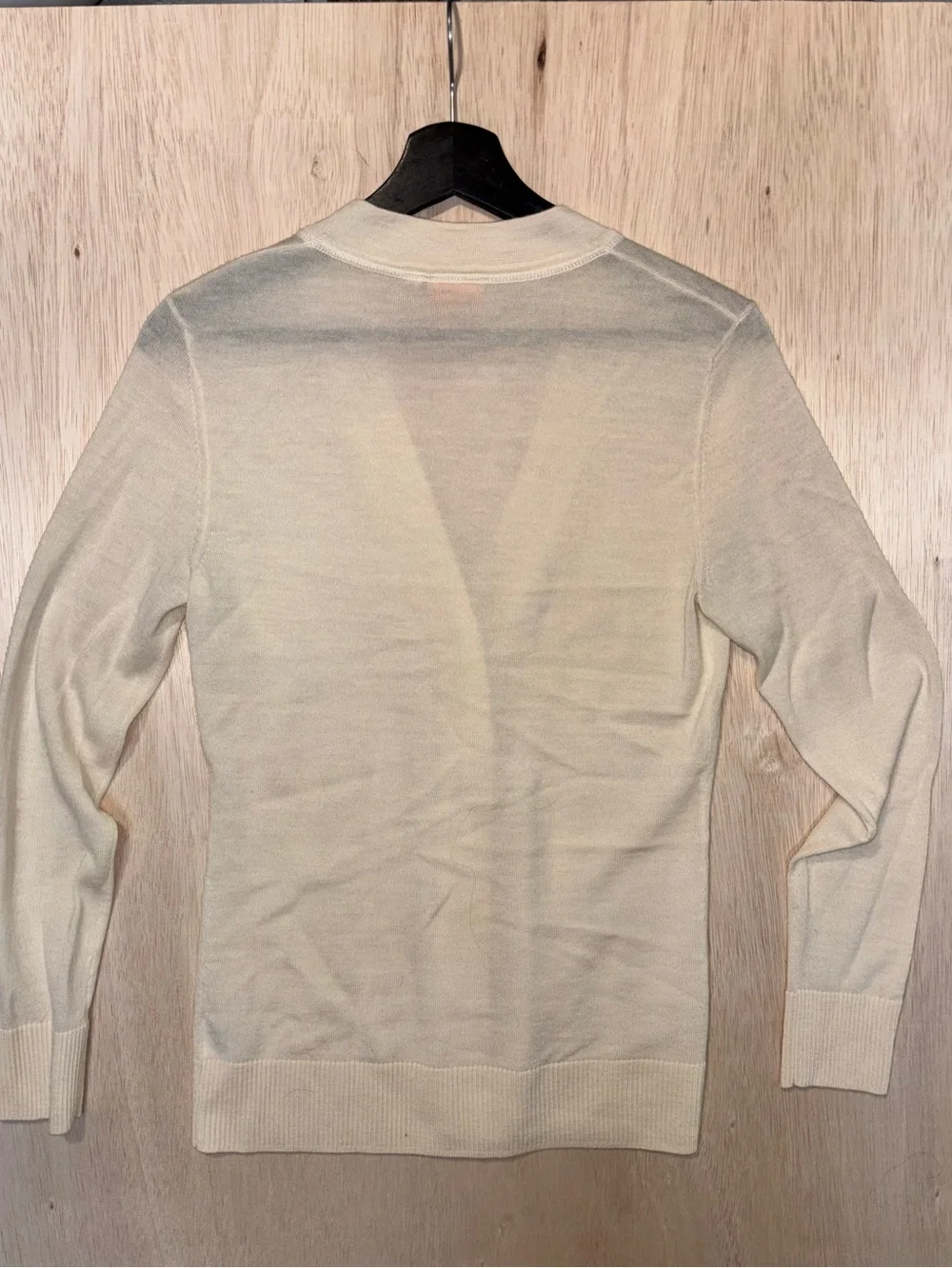 Tory Burch Ivory V-Neck Logo Button Cardigan